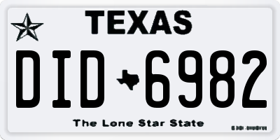 TX license plate DID6982