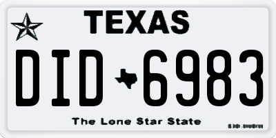 TX license plate DID6983