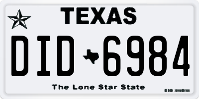 TX license plate DID6984