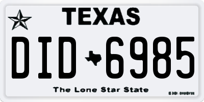 TX license plate DID6985