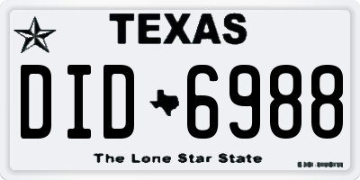 TX license plate DID6988