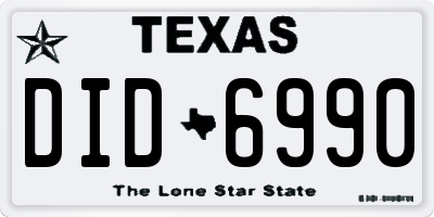 TX license plate DID6990