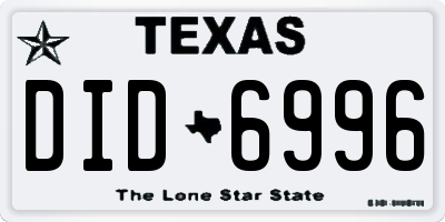 TX license plate DID6996