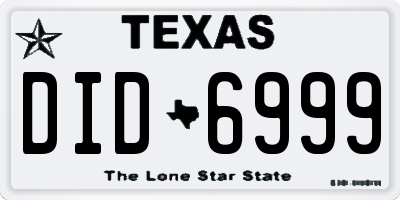 TX license plate DID6999