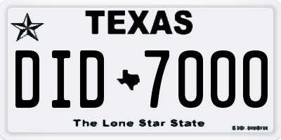 TX license plate DID7000