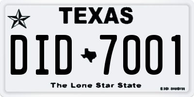 TX license plate DID7001