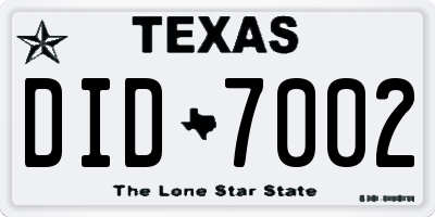 TX license plate DID7002