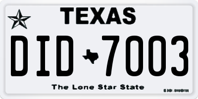 TX license plate DID7003