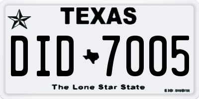 TX license plate DID7005