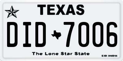 TX license plate DID7006