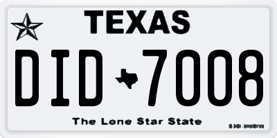 TX license plate DID7008