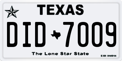 TX license plate DID7009