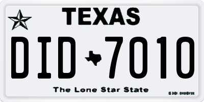 TX license plate DID7010
