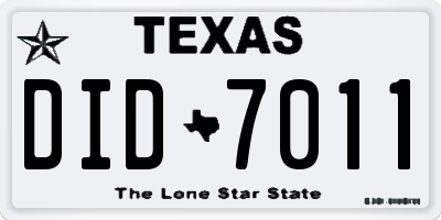 TX license plate DID7011