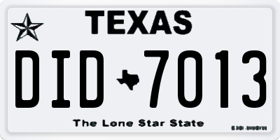 TX license plate DID7013