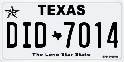 TX license plate DID7014