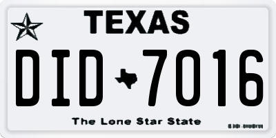 TX license plate DID7016