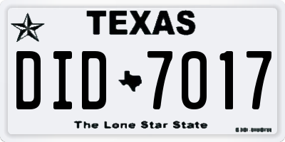 TX license plate DID7017
