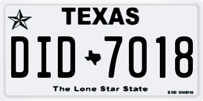 TX license plate DID7018
