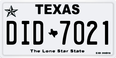 TX license plate DID7021
