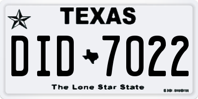 TX license plate DID7022