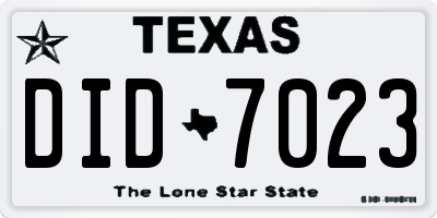 TX license plate DID7023