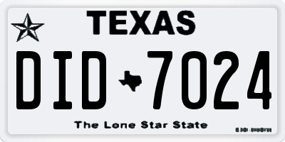 TX license plate DID7024