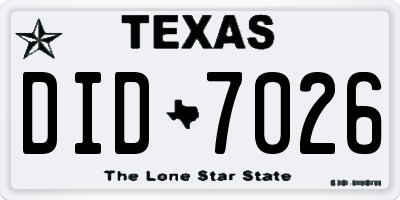 TX license plate DID7026