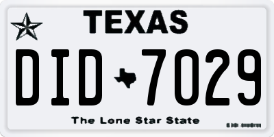 TX license plate DID7029