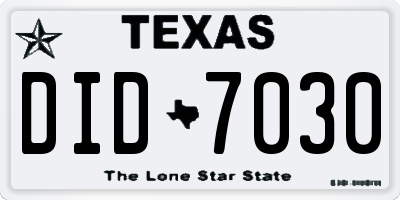 TX license plate DID7030