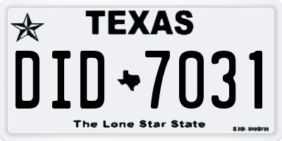 TX license plate DID7031