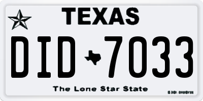 TX license plate DID7033