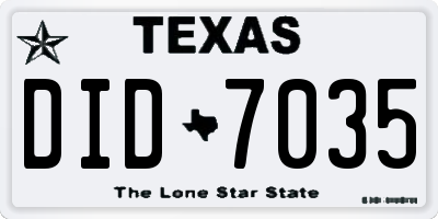 TX license plate DID7035
