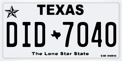 TX license plate DID7040