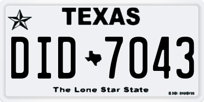 TX license plate DID7043