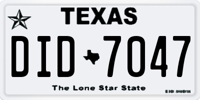 TX license plate DID7047