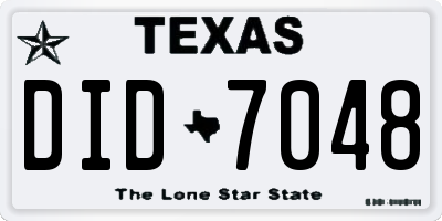 TX license plate DID7048