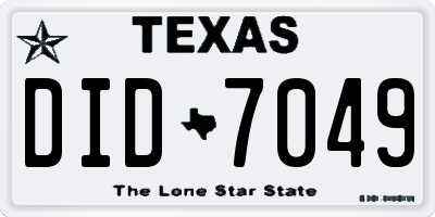TX license plate DID7049