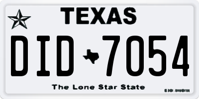 TX license plate DID7054