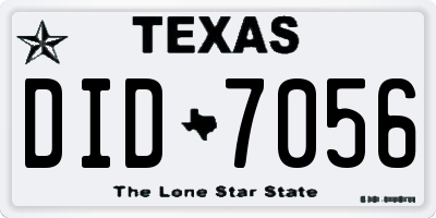 TX license plate DID7056