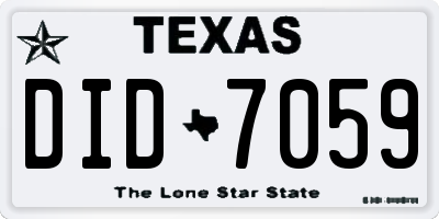 TX license plate DID7059