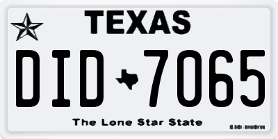 TX license plate DID7065