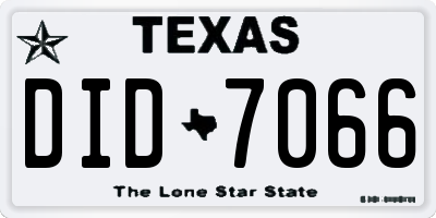 TX license plate DID7066