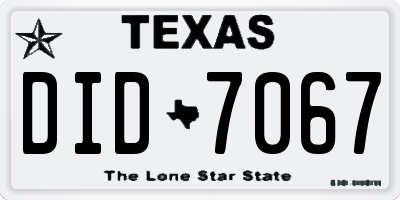TX license plate DID7067