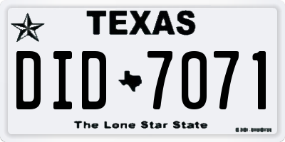 TX license plate DID7071
