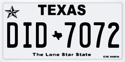 TX license plate DID7072