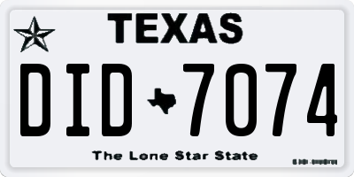 TX license plate DID7074