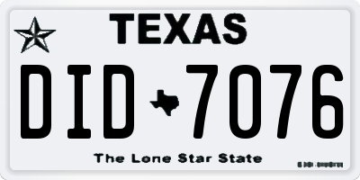 TX license plate DID7076