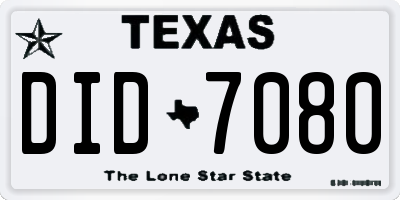 TX license plate DID7080