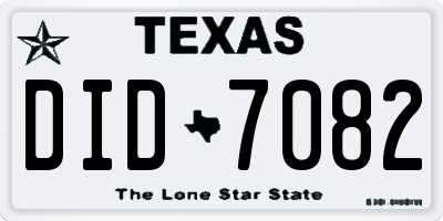 TX license plate DID7082
